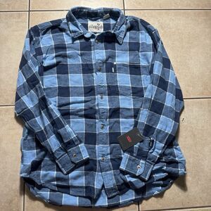 NEW Levis SilverTab Men’s M Blue Black Plaid Flannel Oversized Cotton Shirt